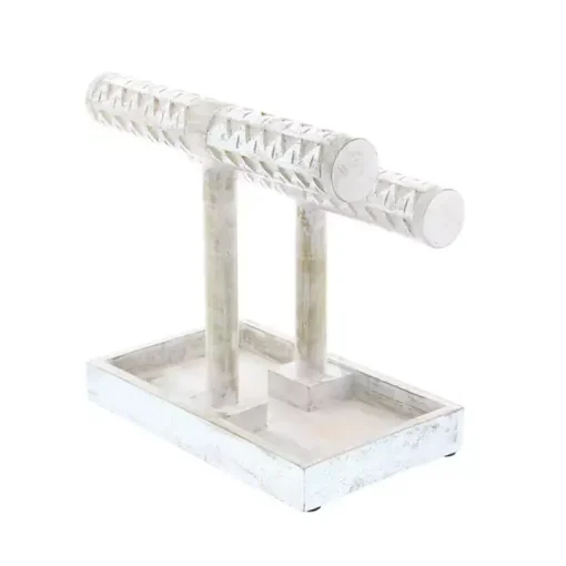 Distressed Silver Wood Jewelry Stand