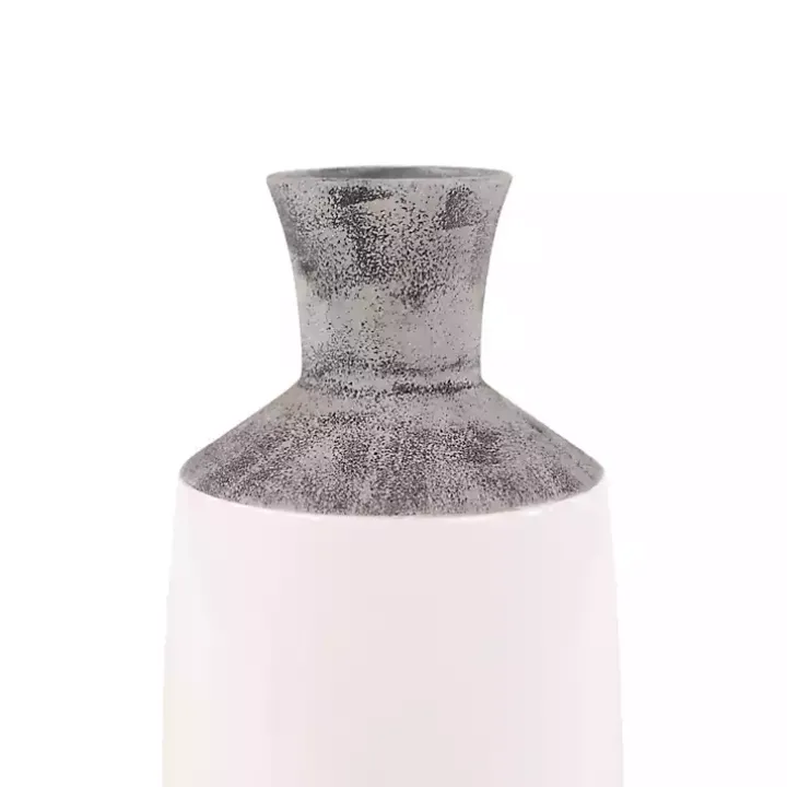 Distressed Two-Tone Stoneware Vases, Set of 2
