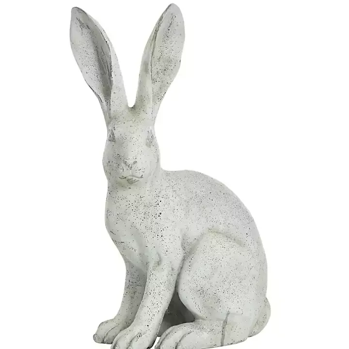 Distressed White Bunny Garden Statue
