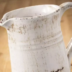 Distressed White Decorative Pitcher