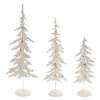 Distressed White Metal Pine Trees, Set of 3