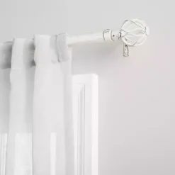 Distressed White Open Sphere Curtain Rod, 120 in.