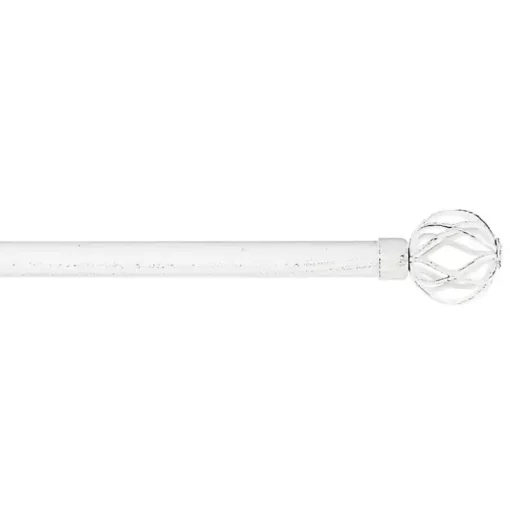 Distressed White Open Sphere Curtain Rod, 120 in.