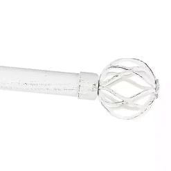 Distressed White Open Sphere Curtain Rod, 120 in.
