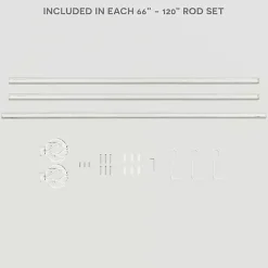 Distressed White Open Sphere Curtain Rod, 120 in.