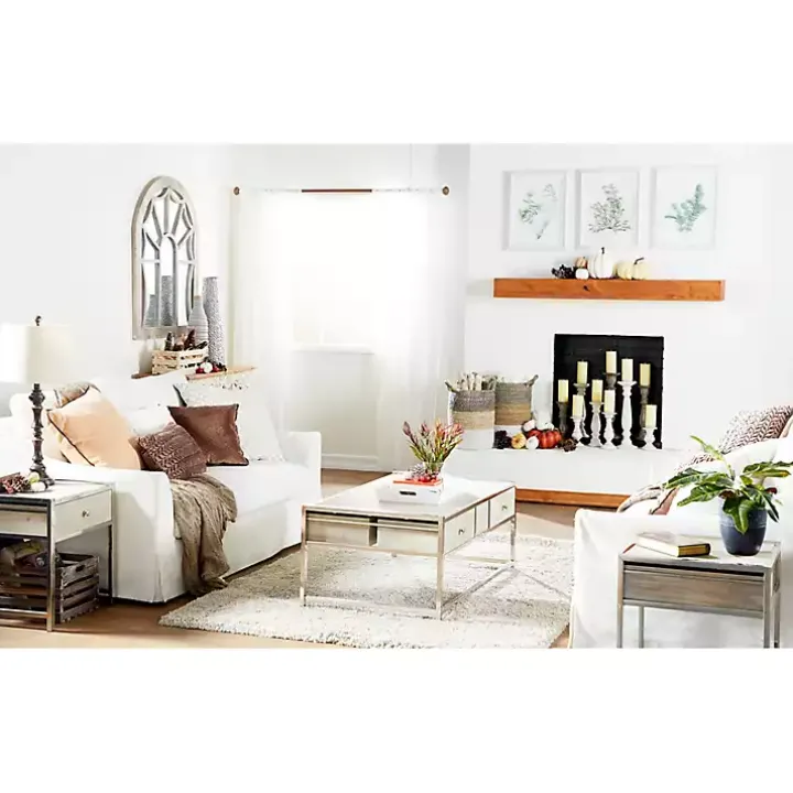 Distressed White Wood 3-pc. Candle Holder Set