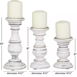 Distressed White Wood 3-pc. Candle Holder Set