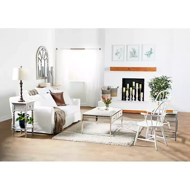 Distressed White Wood 3-pc. Candle Holder Set