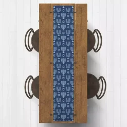 Double Blue Menorah Table Runner, 90 in.