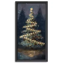 Dreamy Christmas Tree Framed Canvas Art, 12x22 in.