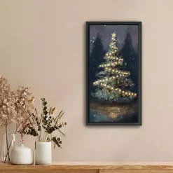 Dreamy Christmas Tree Framed Canvas Art, 12x22 in.