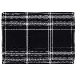 Dual White and Black Cotton Placemats, Set of 4