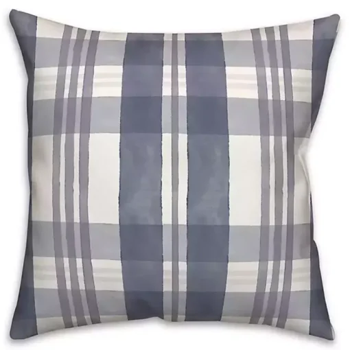Dusty Blue Plaid Harvest Throw Pillow