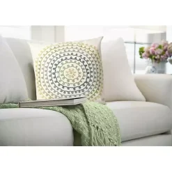 Earthy Ivory Lamontage Swirl Outdoor Throw Pillow