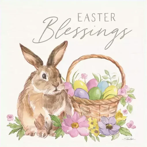 Easter Blessings Bunny Framed Canvas Art Print