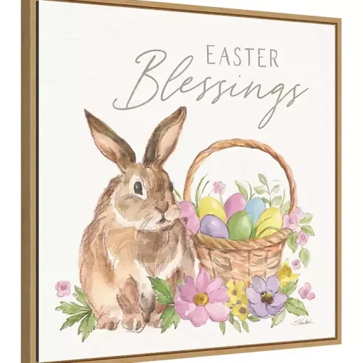 Easter Blessings Bunny Framed Canvas Art Print