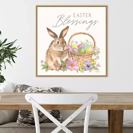 Easter Blessings Bunny Framed Canvas Art Print