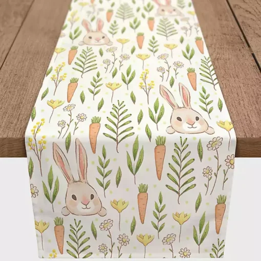 Easter Bunnies and Carrots Table Runner, 90 in.