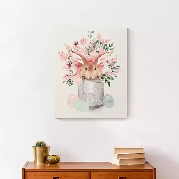 Easter Bunny Bucket Canvas Art Print