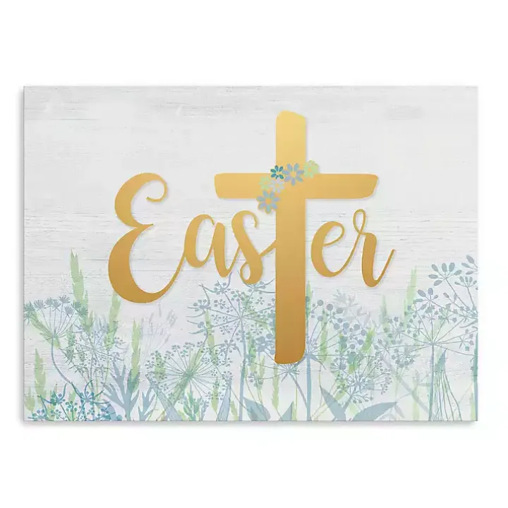 Easter Cross Wildflower Canvas Art Print, 24x32