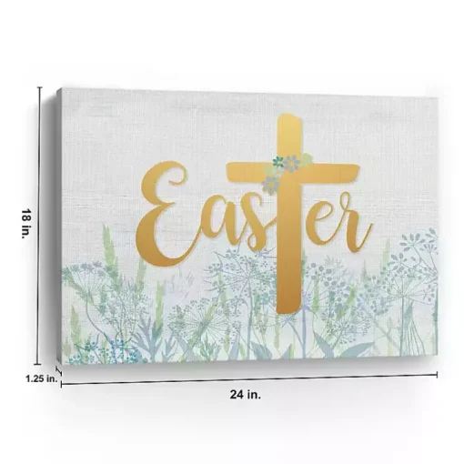 Easter Cross Wildflower Canvas Art Print, 18x24
