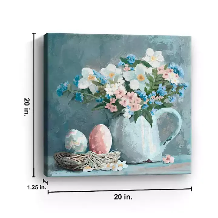 Easter Eggs and Floral Jug Canvas Art Print