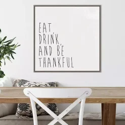 Eat Drink Be Thankful Framed Canvas Art Print