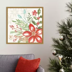 Elegant Poinsettia Framed Canvas Art Print