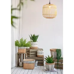 Embossed Cement Baskets with Straps, Set of 2