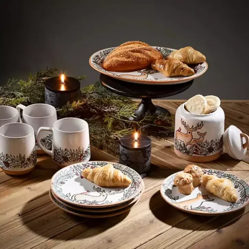 Embossed Woodland Christmas Serving Platter