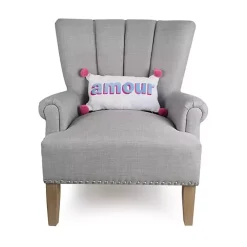 Embroidered Amour Pom Pom Throw Pillow