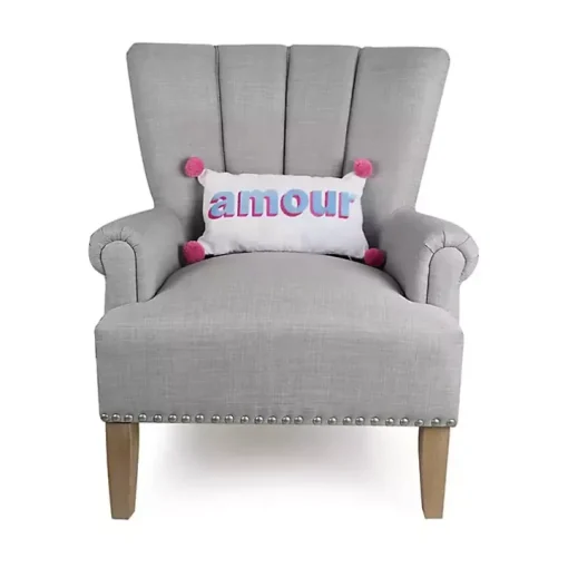 Embroidered Amour Pom Pom Throw Pillow