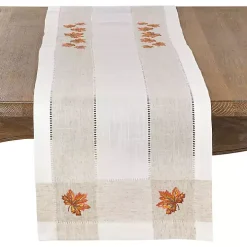 Embroidered Autumn Leaves Table Runner