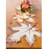 Embroidered Maple Leaves Table Runner