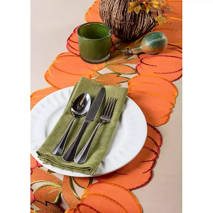 Embroidered Pumpkins Table Runner