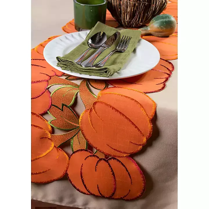 Embroidered Pumpkins Table Runner