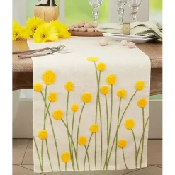 Embroidered Yellow Wildflower Table Runner