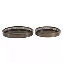 Engraved Metal Mandala Trays, Set of 2