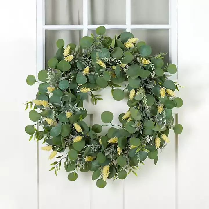 Eucalyptus and Yellow Thistle Wreath