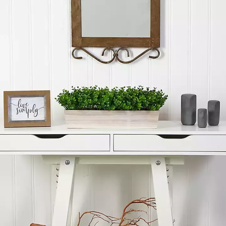 Eucalyptus Arrangement in Wide Wooden Planter