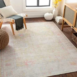 Faded Botanical Washable Area Rug, 5x7