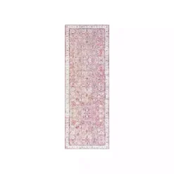 Faded Rouge Bordered Flatweave Runner, 2x7