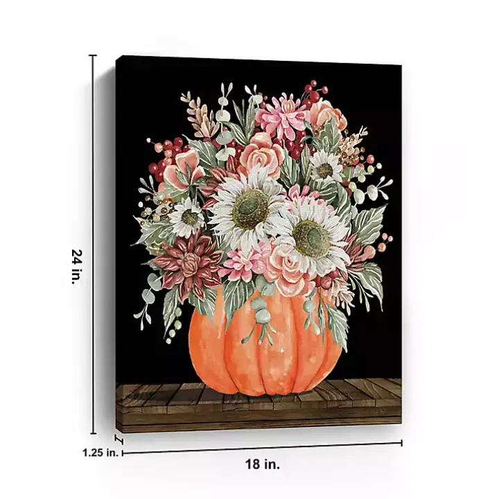 Fall Bouquet & Pumpkin Canvas Art Print, 18x24 in.