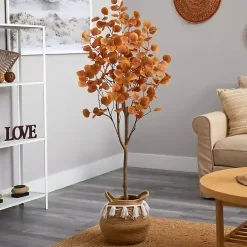 Fall Eucalyptus Tree in Woven Planter, 5 ft.