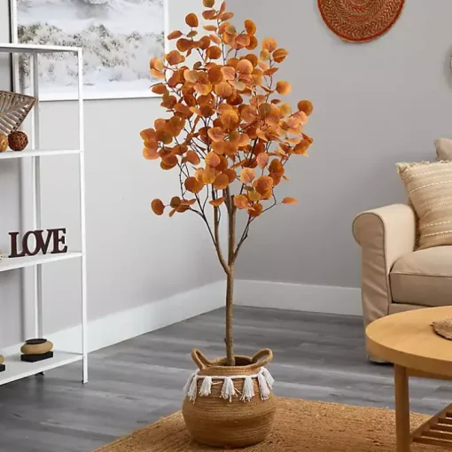 Fall Eucalyptus Tree in Woven Planter, 5 ft.