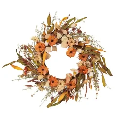 Fall Flowers and Foliage Spiral Wreath, 22 in.