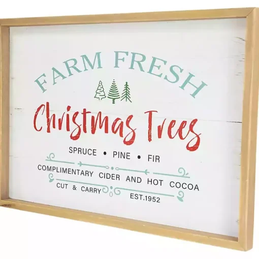 Farm Fresh Christmas Trees Wood Framed Wall Plaque