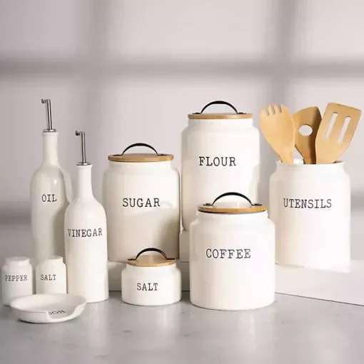 Farmhouse Embossed Kitchen Canisters, Set of 3