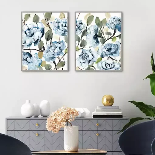 Farmhouse Peonies Framed Canvas Prints, Set of 2