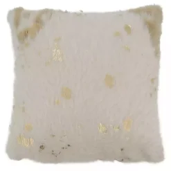Faux Cow Hide and Gold Foil Accent Pillow
